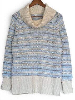 Cleo Cowl Neck Striped Lurex Sweater Shimmer Winter L NWT